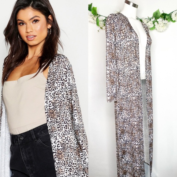 Silky Leopard Print Long Duster - Picture 2 of 3